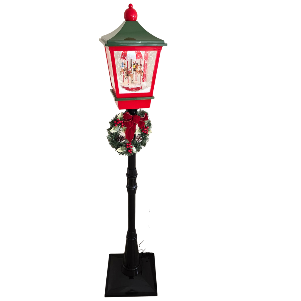 POSTE LANTERNA NATAL - CARROSSEL - NEVE - MOVIMENTOS - BIVOLT