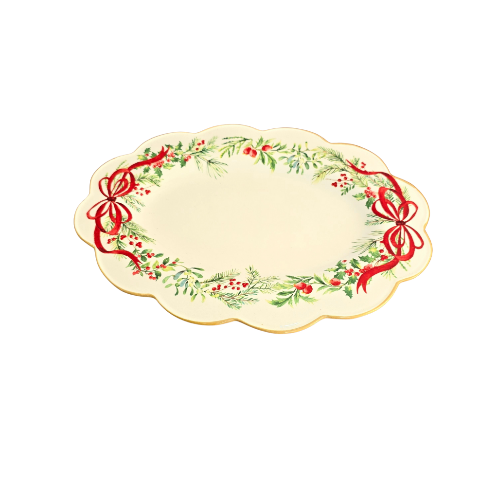 TRAVESSA - OVAL -NATAL DESENHO FESTÃO - CERÂMICA